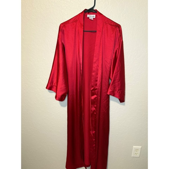 Intimate Affair Red Satin Robe Set Nightgown Sleepwear Lingerie Medium M - Picture 4 of 8